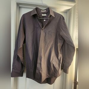 Mens Dress Button Down Grey Size Large